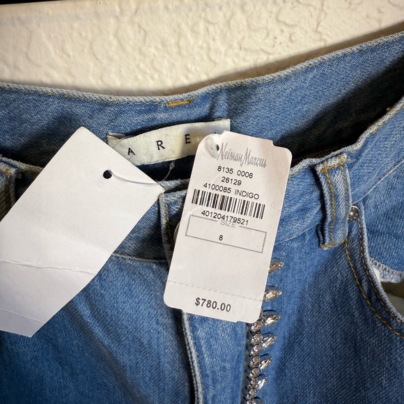 AREA Blue Crystal Heart Cutout Cropped Jeans - Picture 11 of 15